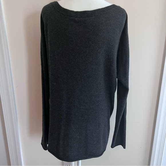 Vince Dark Grey Boat Neck Cashmere Long sleeve rolled edge sweater | Size M| - Picture 2 of 4